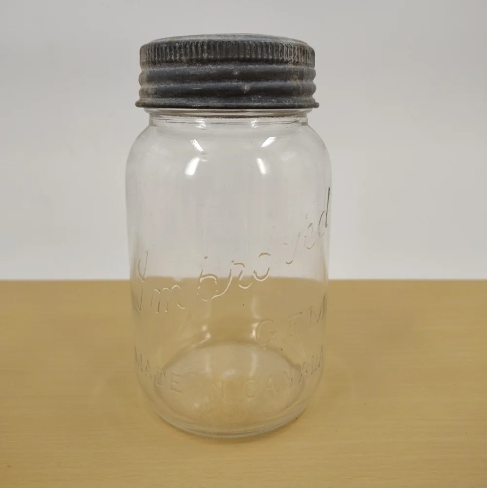 Canadian Mason Canning Jar Improved Gem Canada Zinc Lid glass seal Vintage